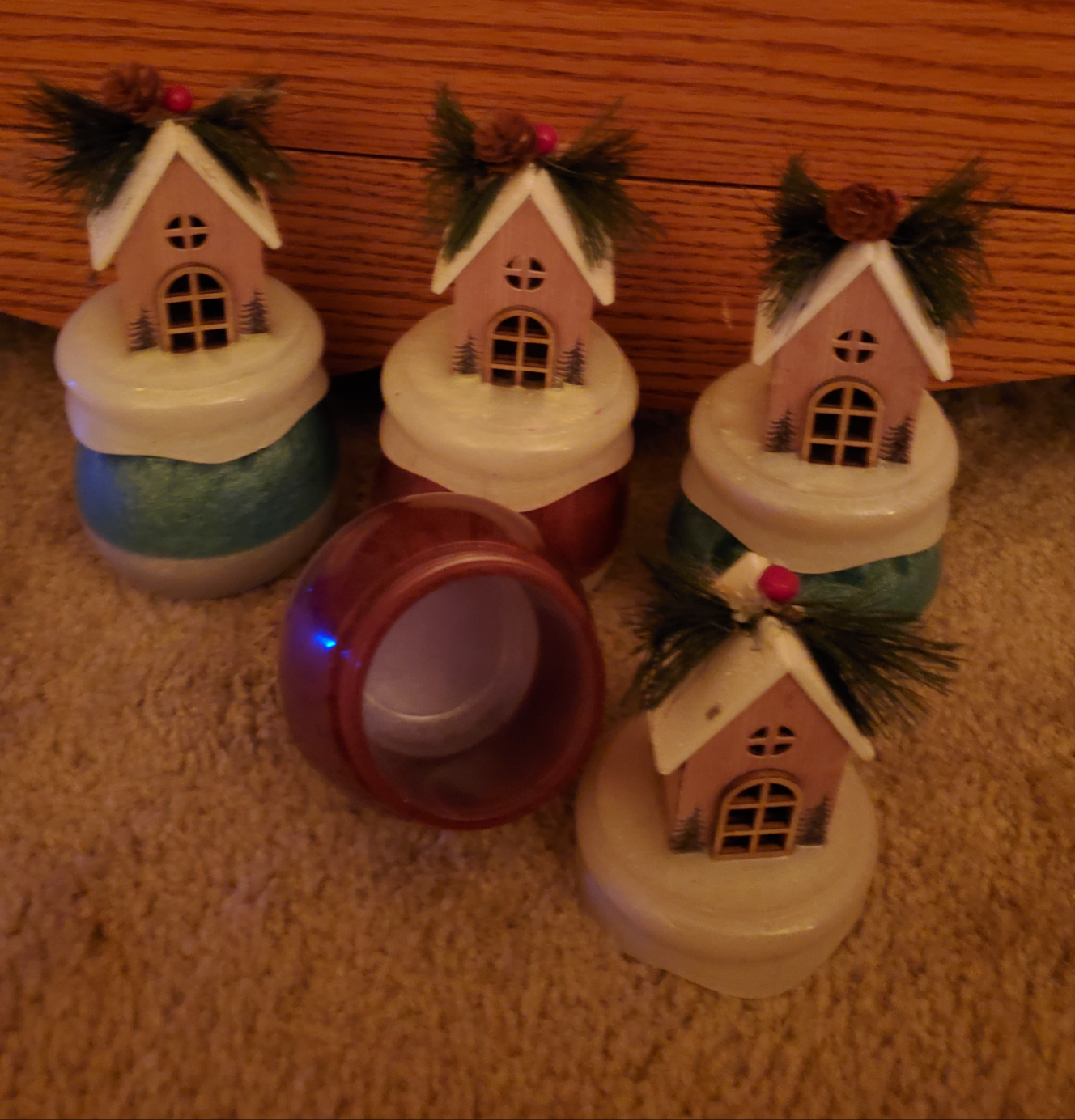 Set of four Christmas themed jars with removable lids