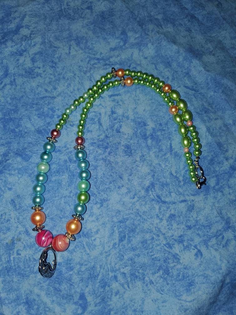 Handmade beaded jewelry set. 4 piece set - necklace, anklet, bracelet and earrings.