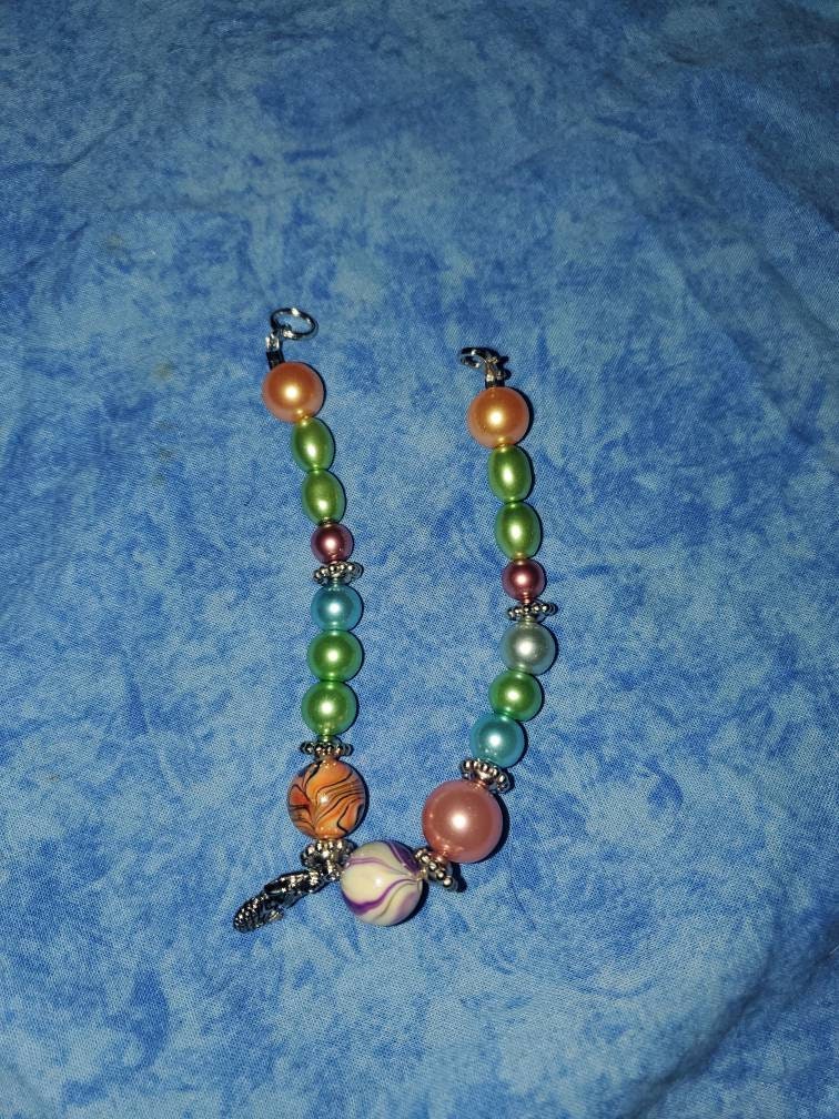 Handmade beaded jewelry set. 4 piece set - necklace, anklet, bracelet and earrings.