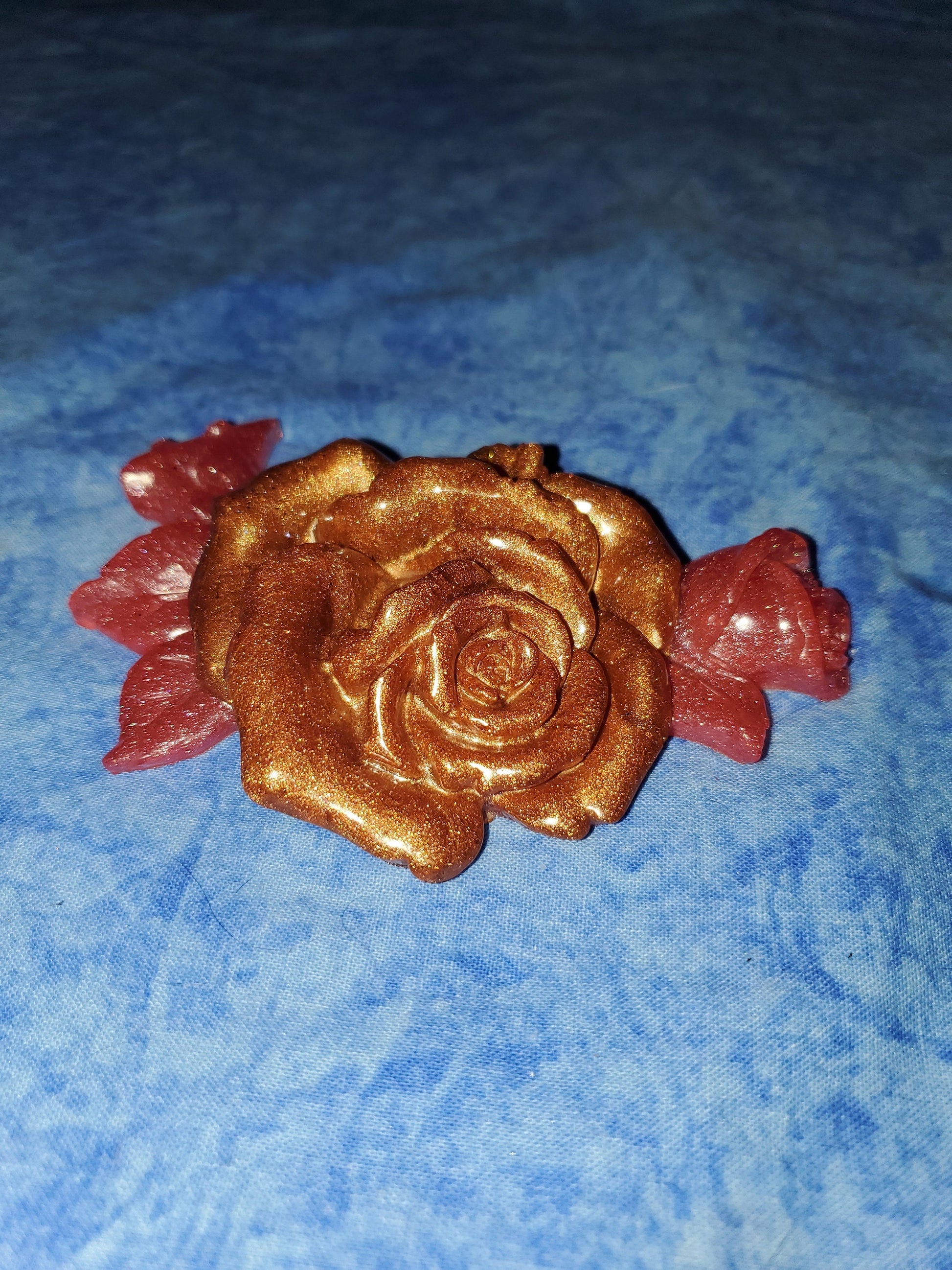 3D Resin Rose. Brown and red.