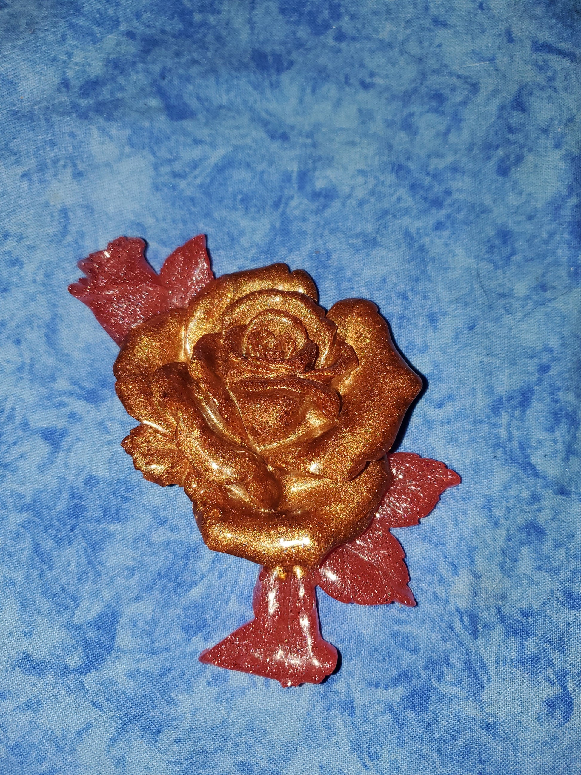 3D Resin Rose. Brown and red.