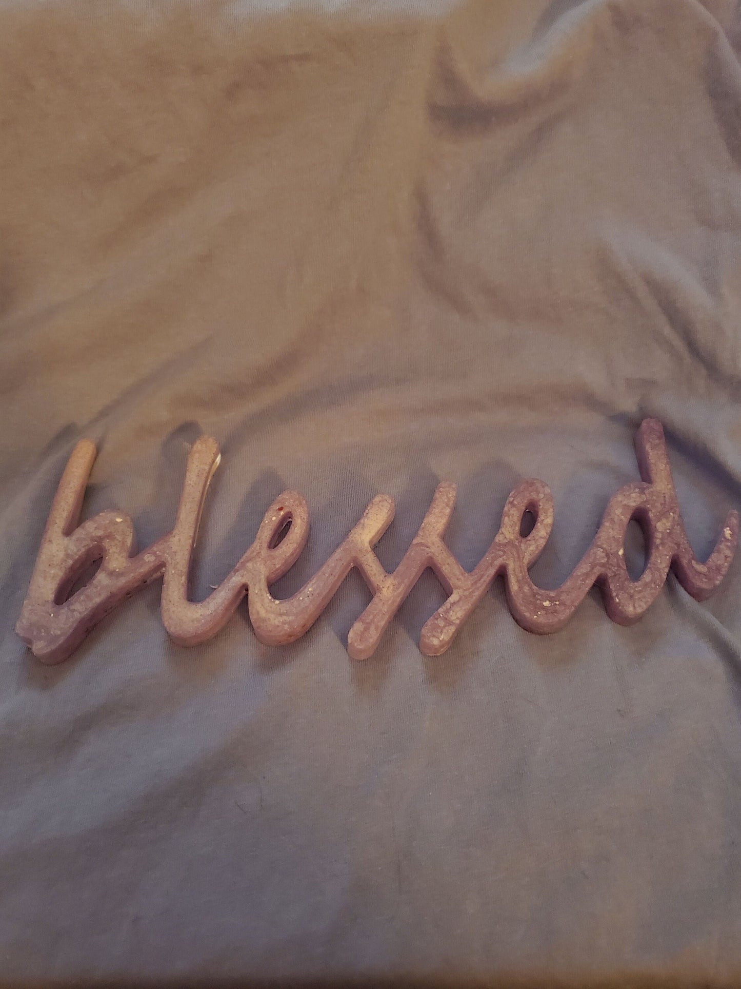 Inspirational signs... "Blessed," "Believe," "Breathe." Resin signs. Written in cursive