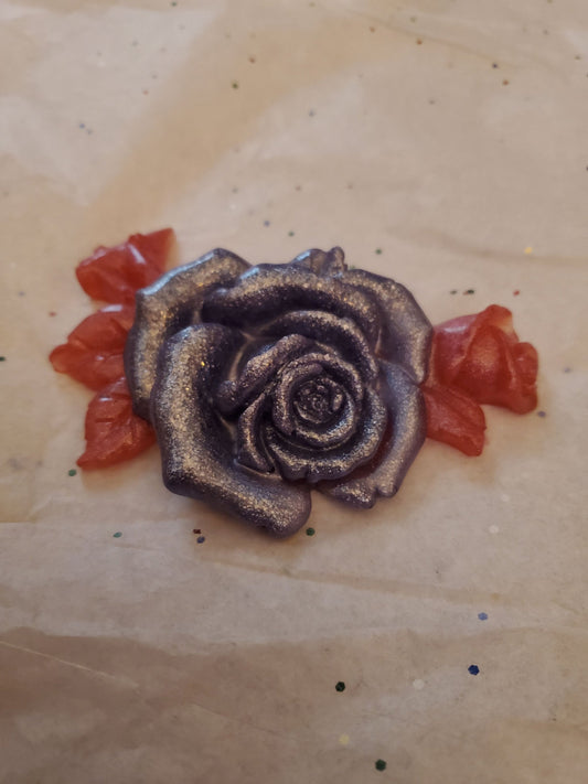 3D Resin Rose. Glittery purple.