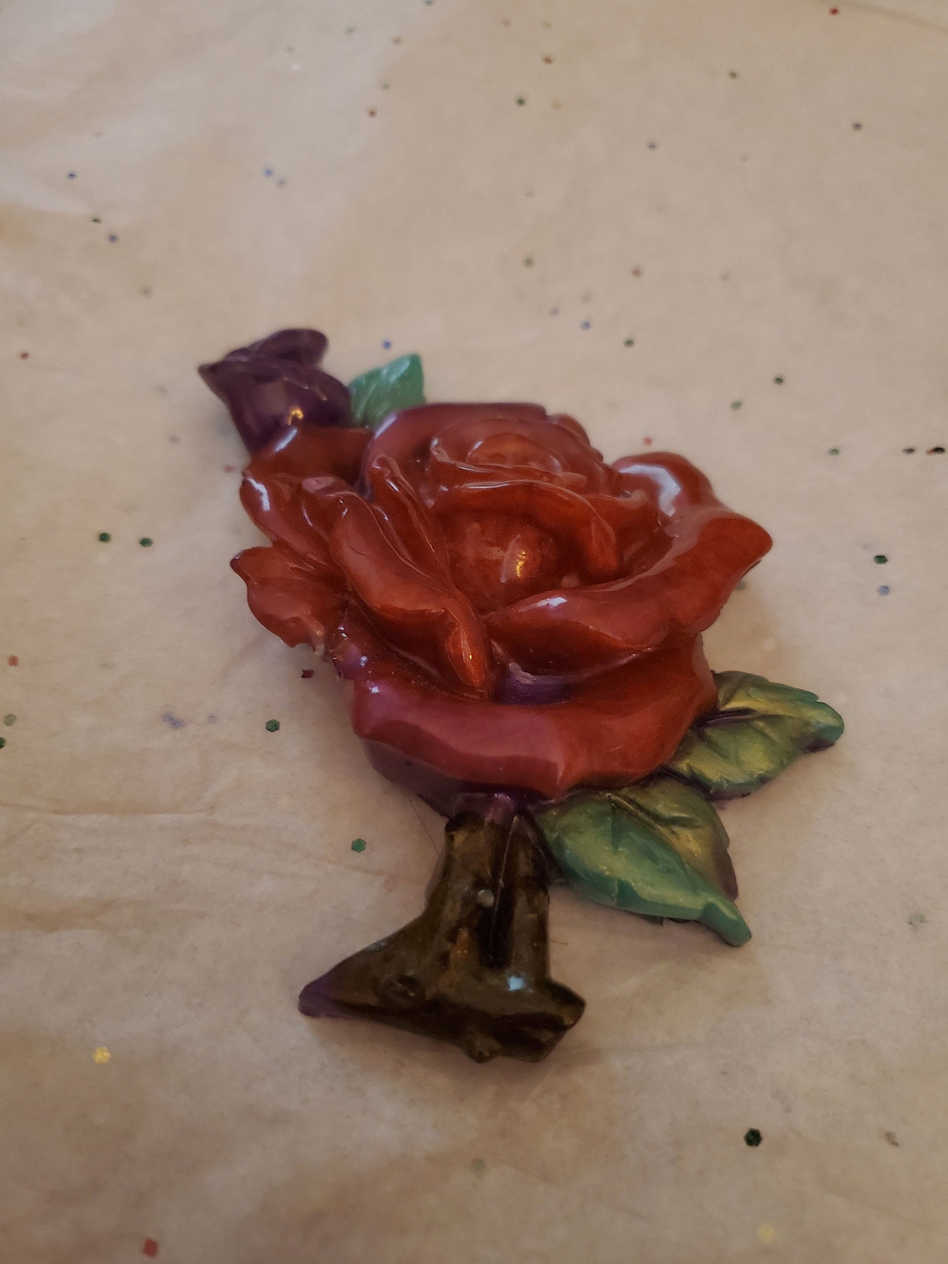 3D Resin Rose. Deep red and purple.