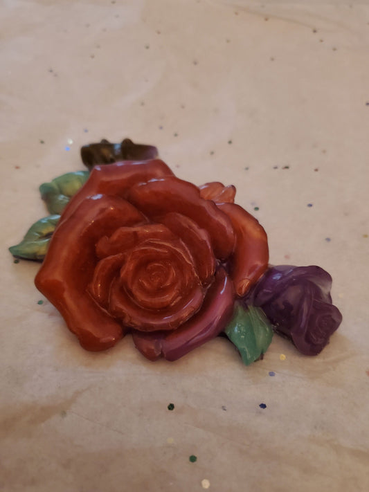 3D Resin Rose. Deep red and purple.