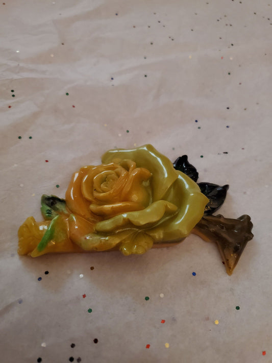 3D Resin Rose. Beautiful yellow and green.