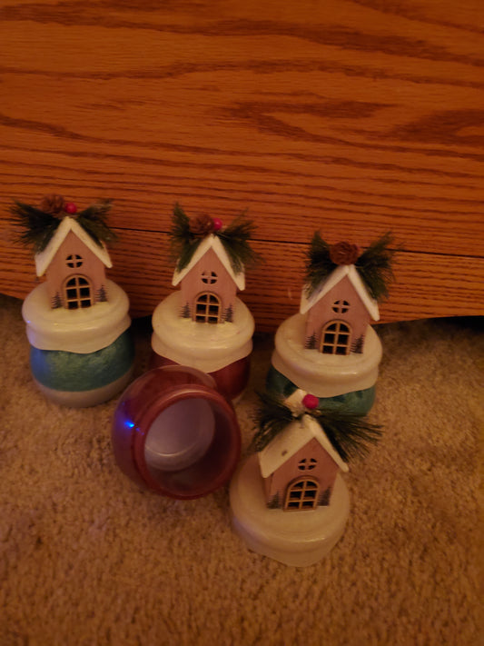 Set of four Christmas themed jars with removable lids