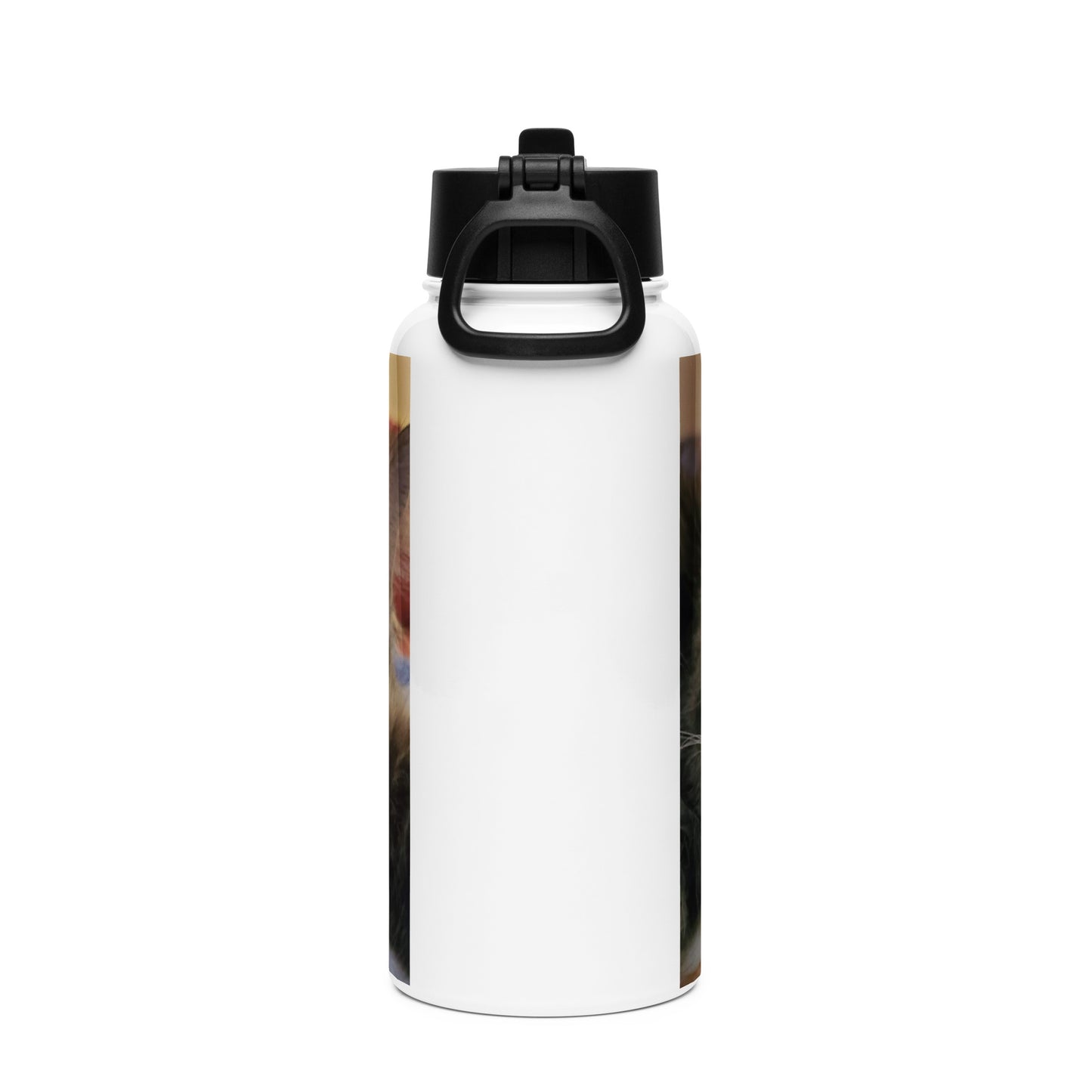 Stainless steel water bottle with a straw lid